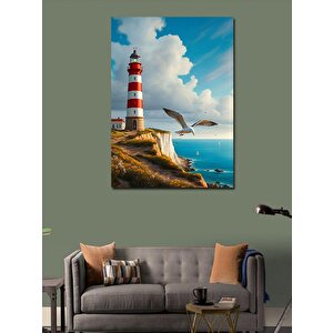 Kanvas Tablo Deniz Feneri Ve Martılar 100x140 cm