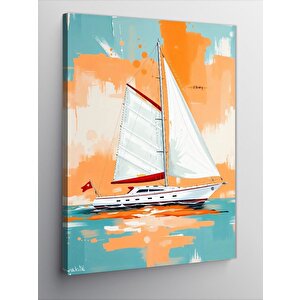 Kanvas Tablo Beyaz Yelkenli Gemi 100x140 cm
