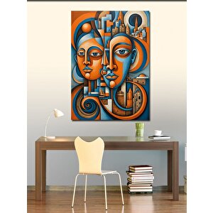 Kanvas Tablo Soyut İnsan Yüzleri Ve Şehir 70x100 cm