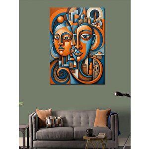 Kanvas Tablo Soyut İnsan Yüzleri Ve Şehir 70x100 cm