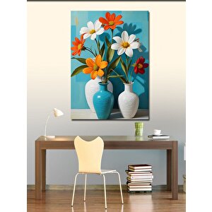 Kanvas Tablo Vazoda Beyaz Çiçekler 70x100 cm