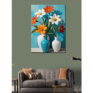 Kanvas Tablo Vazoda Beyaz Çiçekler 70x100 cm