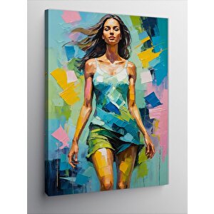 Kanvas Tablo Soyut Kadın Renk Kombini 70x100 cm