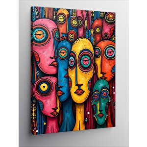 Kanvas Tablo Soyut Yüzler Ve Gözler 70x100 cm