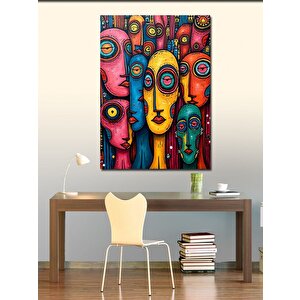Kanvas Tablo Soyut Yüzler Ve Gözler 70x100 cm