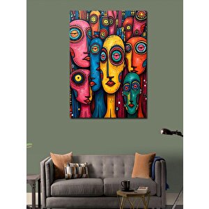 Kanvas Tablo Soyut Yüzler Ve Gözler 70x100 cm