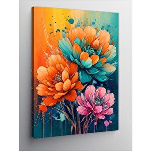 Kanvas Tablo Turuncu Ve Pembe Çiçekler 70x100 cm