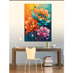 Kanvas Tablo Turuncu Ve Pembe Çiçekler 70x100 cm