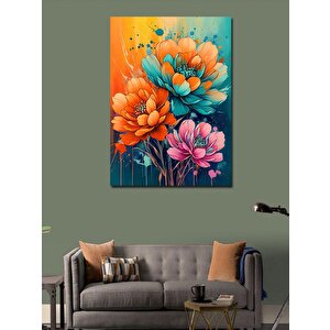Kanvas Tablo Turuncu Ve Pembe Çiçekler 70x100 cm