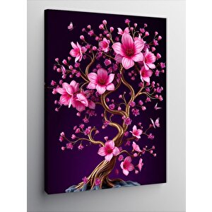 Kanvas Tablo Pembe Çiçek Ağacı 70x100 cm
