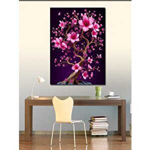 Kanvas Tablo Pembe Çiçek Ağacı 70x100 cm