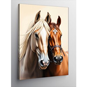 Kanvas Tablo İkili At Portresi 50x70 cm