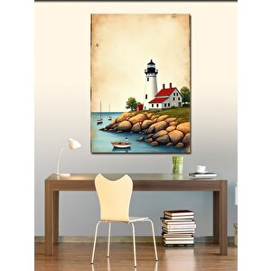 Kanvas Tablo Deniz Feneri Ve Sahil 100x140 cm