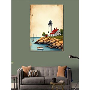 Kanvas Tablo Deniz Feneri Ve Sahil 100x140 cm