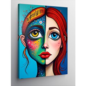Kanvas Tablo Yarı Soyut Kadın Yüzü 100x140 cm