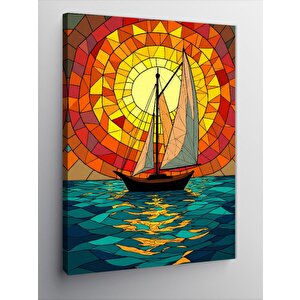 Kanvas Tablo Güneşli Yelkenli Cam 50x70 cm