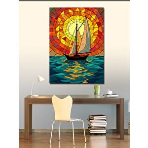 Kanvas Tablo Güneşli Yelkenli Cam 50x70 cm
