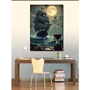 Kanvas Tablo Dolunay Ve Siyah Gemi 70x100 cm