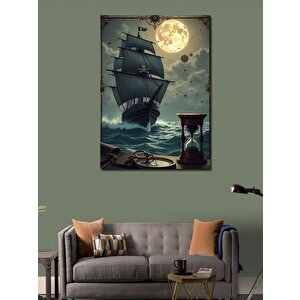 Kanvas Tablo Dolunay Ve Siyah Gemi 70x100 cm