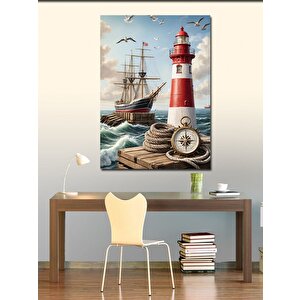 Kanvas Tablo Liman Ve Deniz Feneri 100x140 cm