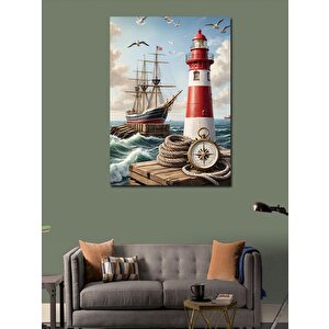 Kanvas Tablo Liman Ve Deniz Feneri 100x140 cm