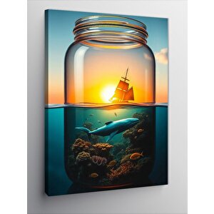 Kanvas Tablo Camda Yelkenli Gemi 100x140 cm
