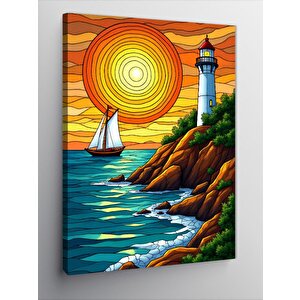 Kanvas Tablo Deniz Feneri Manzarası 70x100 cm