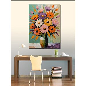 Kanvas Tablo Vazoda Renkli Çiçekler 100x140 cm