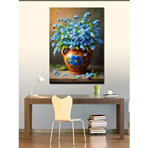 Kanvas Tablo Mavi Güzel Çiçekler 100x140 cm
