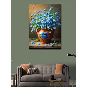 Kanvas Tablo Mavi Güzel Çiçekler 100x140 cm