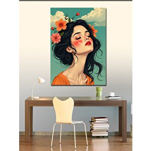 Kanvas Tablo Romantik Çiçek Kadın 50x70 cm