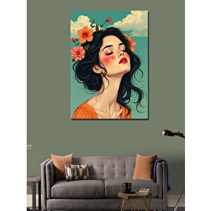 Kanvas Tablo Romantik Çiçek Kadın 50x70 cm