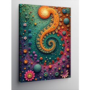 Kanvas Tablo Renkli Spiral Ve Çiçek Detay 100x140 cm