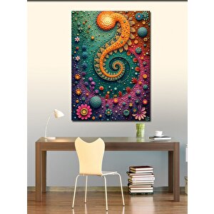Kanvas Tablo Renkli Spiral Ve Çiçek Detay 100x140 cm