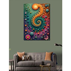 Kanvas Tablo Renkli Spiral Ve Çiçek Detay 100x140 cm