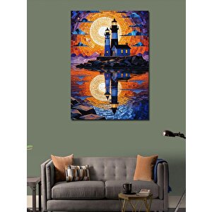Kanvas Tablo Gece Deniz Feneri 70x100 cm