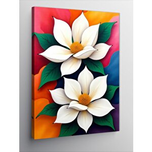 Kanvas Tablo Beyaz Çiçek Zarafeti 70x100 cm