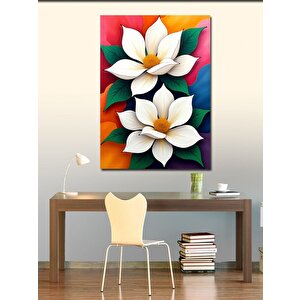 Kanvas Tablo Beyaz Çiçek Zarafeti 70x100 cm