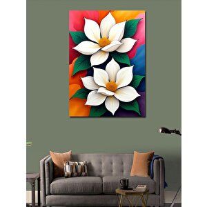 Kanvas Tablo Beyaz Çiçek Zarafeti 70x100 cm