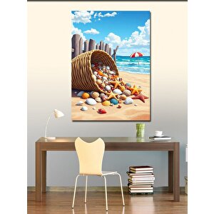 Kanvas Tablo Deniz Kabuklu Kumsal Sahnesi 70x100 cm