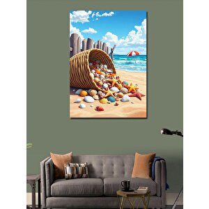 Kanvas Tablo Deniz Kabuklu Kumsal Sahnesi 70x100 cm