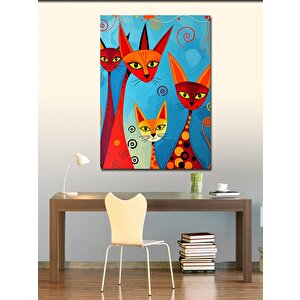 Kanvas Tablo Renkli Soyut Kediler 70x100 cm