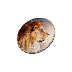 Aslan Yuvarlak Cam Tablo | Hediyelik, Dekoratif, Ofis, Mutfak 30x30 cm
