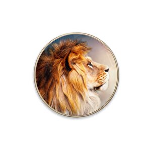 Aslan Yuvarlak Cam Tablo | Hediyelik, Dekoratif, Ofis, Mutfak 80x80 cm