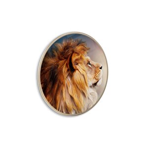 Aslan Yuvarlak Cam Tablo | Hediyelik, Dekoratif, Ofis, Mutfak 80x80 cm