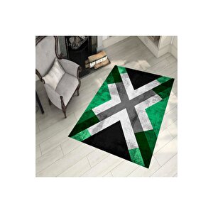 Makinede Yıkanabilir Leke Tutmaz  yeşil Pvc Deri Kaymaz Taban Çapraz Salon Saçaksız Halı 550-00 180x280 cm