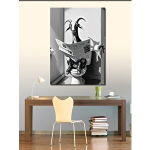Kanvas Tablo Gazete Okuyan Keçi 70x100 cm