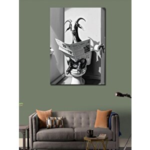 Kanvas Tablo Gazete Okuyan Keçi 70x100 cm