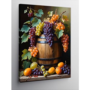 Kanvas Tablo Meyve Ve Üzüm Sepeti 50x70 cm