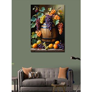 Kanvas Tablo Meyve Ve Üzüm Sepeti 50x70 cm